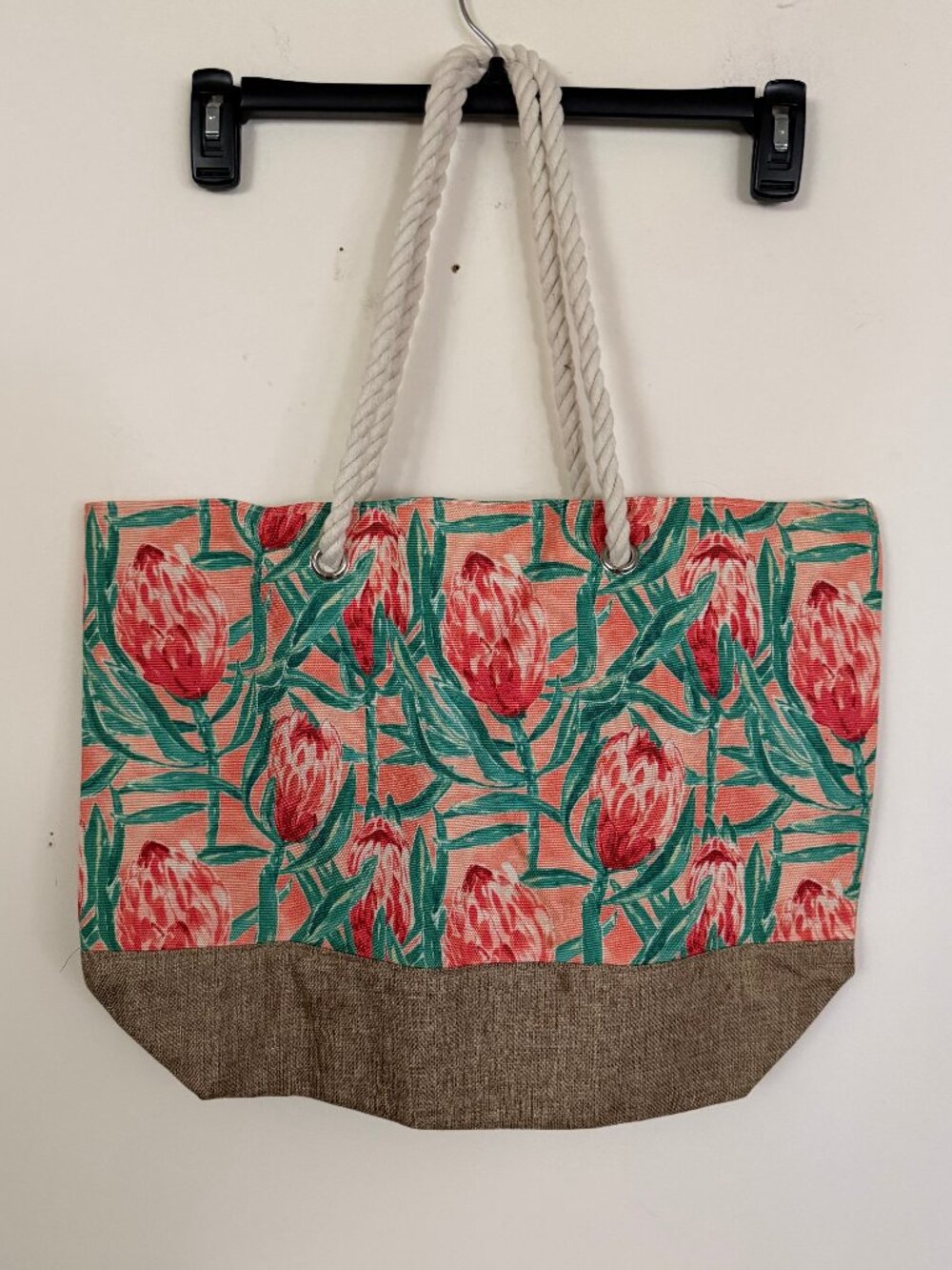 Canvas Beach Tote with Rope Handles